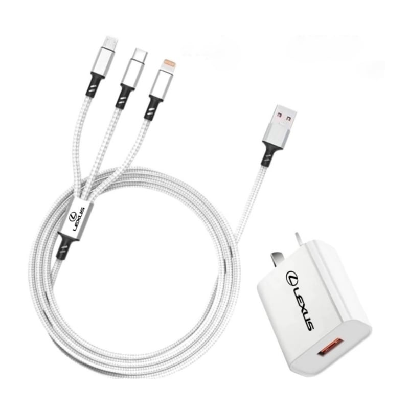 Lexus 18W Wall Charger + 3-1 Fast Charge Cable Kit