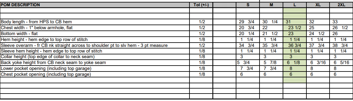 Size Chart
